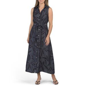 LA PICCOLA CREATIVA Denim Made In Italy Sleeveless Printed Maxi Dress